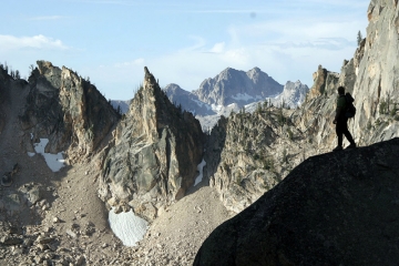 Hiker in the Sawtooths