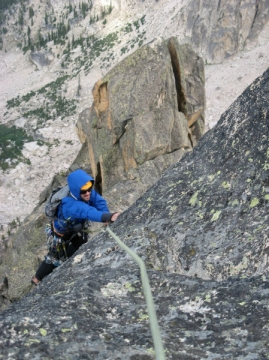 A climber on the Baron Spire