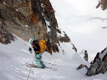 Practicing an arm wrap in a steep entrance
