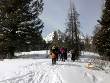 Reaching the wilderness boundary en route to the hut.