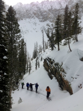 Climbing above Upper Marshall Lake